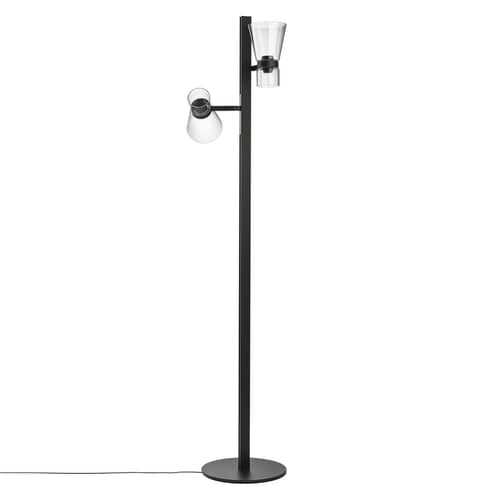 Lampadaire Nocturne 2 - Cone verre / LED - Orientable - Flos - Noir - Aluminium, Verre borosilicate soufflé