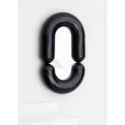 Miroir mural Zodiac Bumper Medium céramique noir /  L 55 x H 90 cm - Jean-Baptiste Fastrez, 2020 - Moustache - Noir - Céramique, Verre