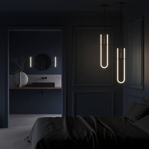 Pendelleuchte Curve LED plastikmaterial weiß / B 16 x H 70 cm - 101 COPENHAGEN - Weiß / Bronze - Bronzebeschichtetes Metall, Polyacryl