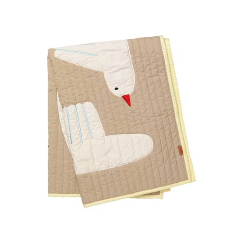 Plaid per bambini Bird Quilted tessuto beige trapuntato / Tappezzeria da muro - 80 x 110 cm / Cotone bio - Ferm Living - Plaid / Sabbia - Cotone organico, Poliestere riciclato