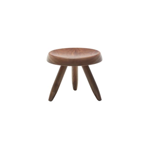 Berger Stool natural wood / Charlotte Perriand, 1953-61 - Ø 33 x H 26.7 cm - CASSINA - Walnut - Solid Canaletto walnut
