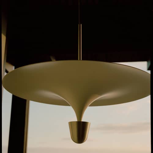Suspension Kantarell LED métal blanc / Ø 60 cm - NEW WORKS - Blanc & nickel - Acier, Aluminium