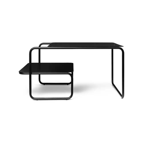 Table basse Level métal noir / 79 x 60 x H 40 cm - Ferm Living - Noir - Acier revêtement poudre