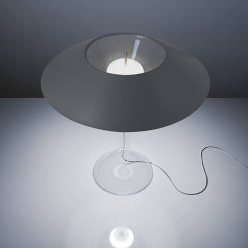 Chapeaux LED Table lamp metal grey / Ø 44 x H 47 cm - Foscarini - Grey - Borosilicated glass, Painted steel