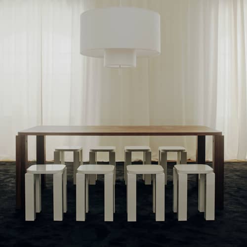 Tabouret Atlas bois blanc / Carré - NEW WORKS - Crème - MDF laqué