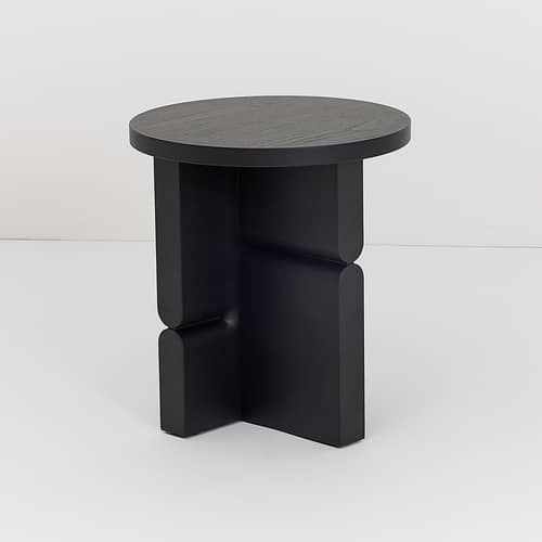Table d\'appoint Coloured Wood Noon bois noir / Ø 38 x H 42,5 cm - NOBODINOZ - Noir - Frêne