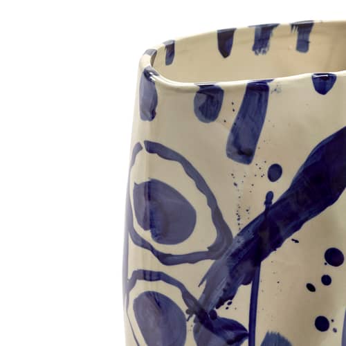 Vase Sophia Large keramik blau / H 29 cm - Serax - Breite - emaillierter Sandstein