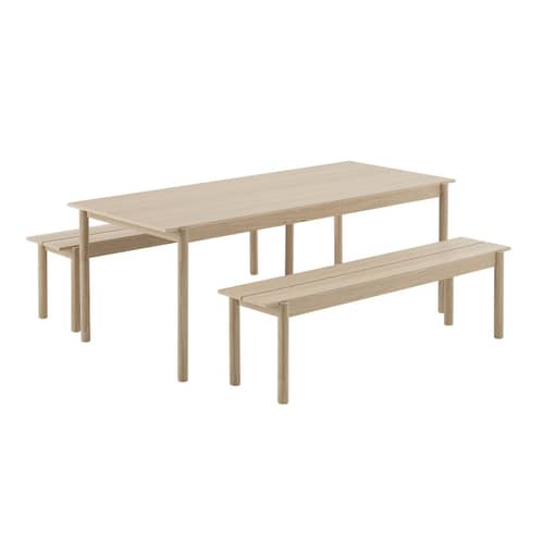 Banc Linear WOOD bois naturel / L 170 cm - Muuto - L 170 cm / Chêne - Chêne massif, Contreplaqué de chêne