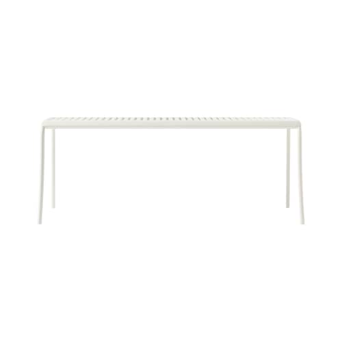 Patio Lames Bench metal white / Slats - L 116 cm - Tolix - Pure white - Stainless steel
