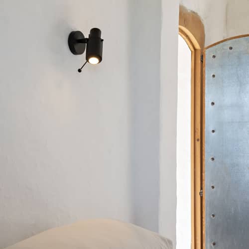 Biny Spot Wall light metal black / GU10 bulb - DCW éditions - Black / Black tube - Aluminium, Steel