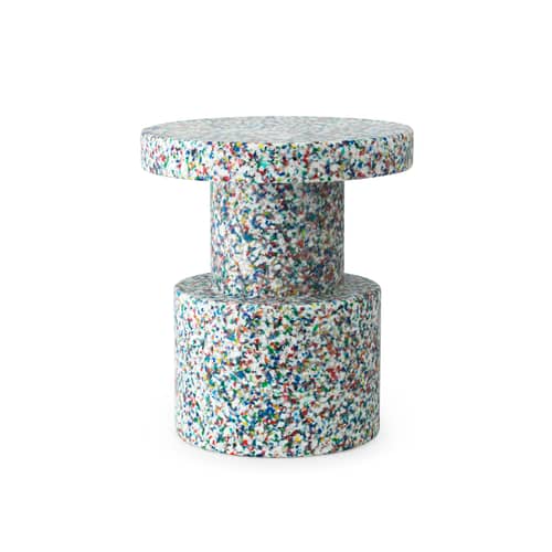 Bit Stool plastic material multicoloured / End table - 100% recycled plastic / Ø 36 cm - Normann Copenhagen - White / Multicoloured - Recycle polyethylene