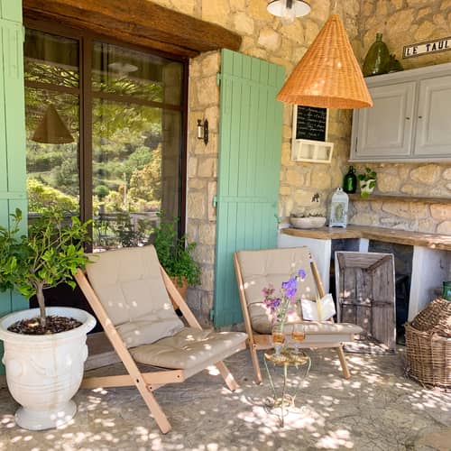 Poltrona imbottita Boogie Outdoor legno beige - KARUP DESIGN - Beige 402 / Faggio - Espanso, Faggio massello oliato certificato FSC, Poliestere, Tessuto Dralon®
