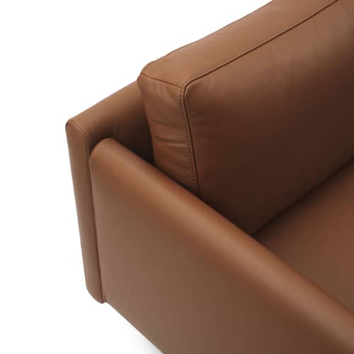 Canapé droit Rar cuir marron / 2 places - L 168,5 cm - Normann Copenhagen - Cuir Cognac - Acier, Bois, Cuir, Mousse PU
