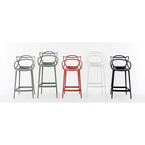 Chaise de bar Masters plastique noir / Philippe Starck, 2013 - H 65 cm / Seconde vie - Kartell - Noir - Technopolymère thermoplastique recyclé