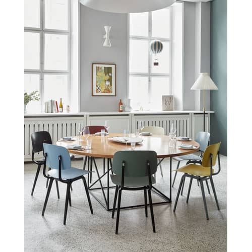 Chaise Revolt plastique vert / Réédition 1950\' - Hay - Vert Pétrole / Pieds noirs - ABS recyclé, Acier thermolaqué
