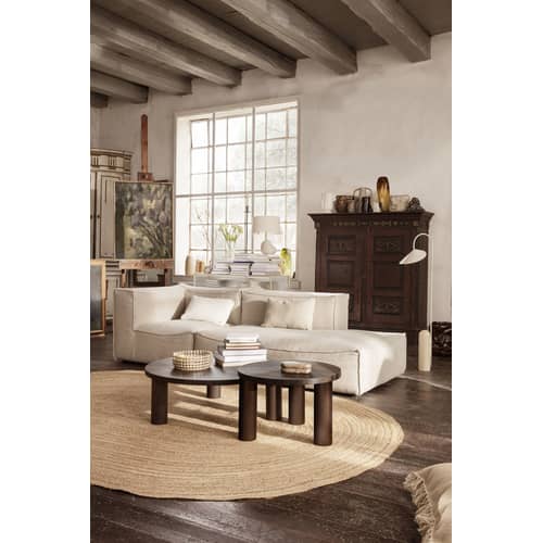 Couchtisch Post Large braun holz natur / Ø 100 x H 33 cm -  Handgefertigte Einlegearbeiten - Ferm Living - Sternförmiges Motiv / Räuchereiche - Geräuchertes Eichenfurnier, Holzfaserplatte