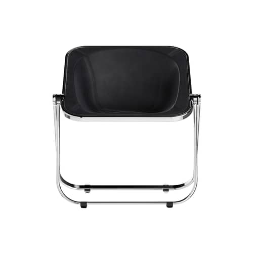 Fauteuil pliant Plona cuir noir / Cuir - Giancarlo Piretti, 1970 - ANONIMA CASTELLI - Cuir noir - Aluminium poli, Cuir