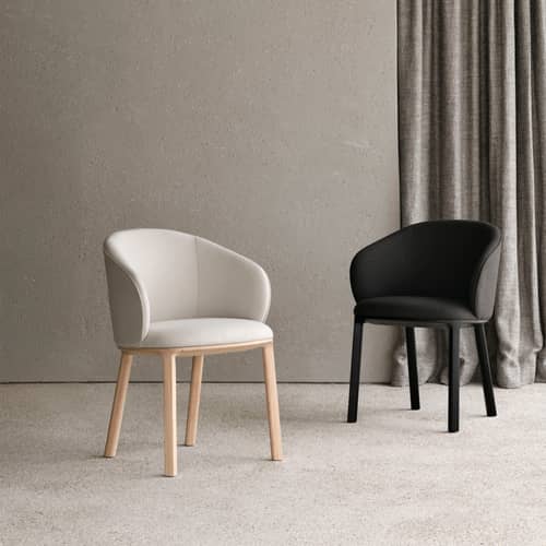 Fauteuil rembourré Unda tissu beige - Ethnicraft - Beige Salt / Chêne naturel - Chêne massif, Mousse haute densité, Tissu polyester