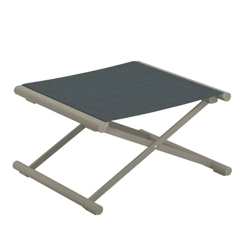 Terra Footrest textile green / Footrest - Metal & fabric - Emu - Grey-green / Stone grey fabric - Aluminium, Technical fabric
