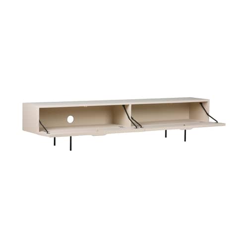 Mobile TV Wood grain legno beige / L 167 x P 30 x H 36 cm - 2 porte a ribalta - HK LIVING - Sabbia - Acciaio laccato, Compensato, MDF