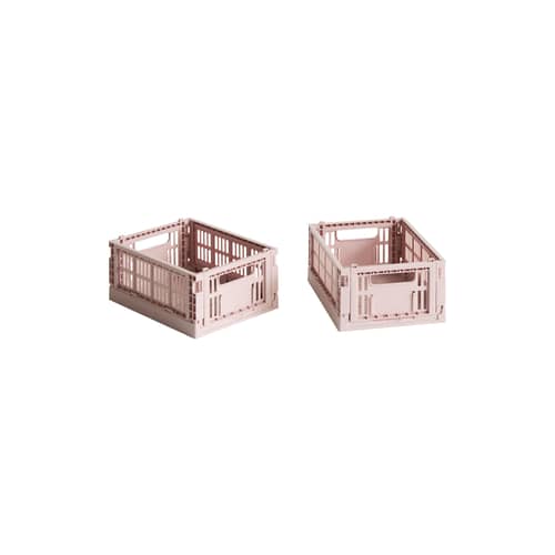 Lot de 2 paniers Colour Crate MINI plastique beige / 17 x 13 cm - Recyclé - Hay - Blush - Polypropylène recyclé