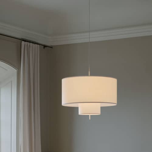 Margin Pendant textile white / Ø 88 x H 57 cm - NEW WORKS - White / White upper - Linen, Steel