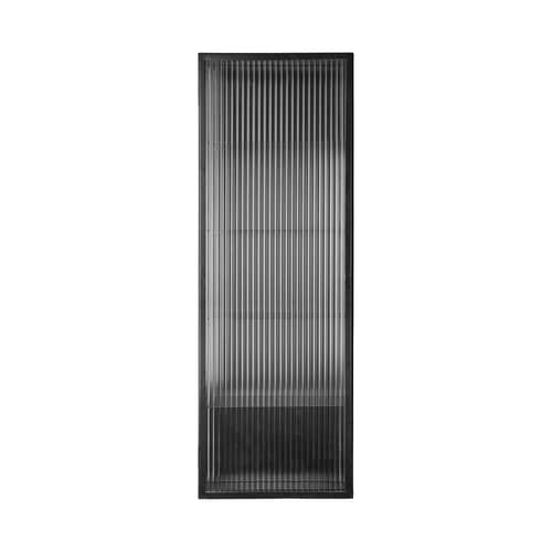 Rangement mural Haze métal noir / L 35 x H 100 cm - Verre cannelé - Ferm Living - Noir - Fer laqué, Verre cannelé