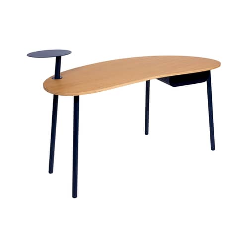 Schreibtisch Nuage holz blau / B 140 x T 60 cm - Fermob - Tiefes Blau / Eiche - Eichenfurnier, lackierter Stahl