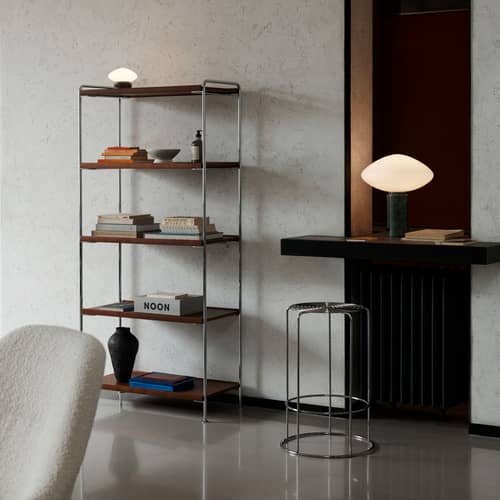 Alima NDS6 Shelf wood brown / 83 x W 38 x H 174 cm - &tradition - Walnut - Chromed steel, Walnut veneer