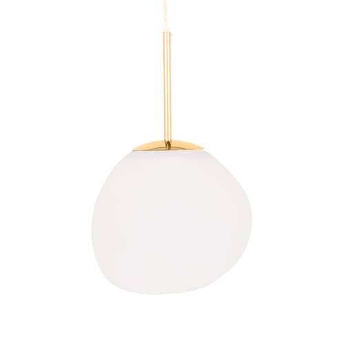 Suspension Melt Mini LED blanc / Ø 28 cm - Tom Dixon - Blanc opalescent / Monture or - Acier, Polycarbonate soufflé