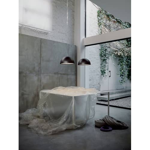 Suspension Skygarden Small métal pierre marron / 40 cm - Plâtre - Flos - Bronze mat - Aluminium, Plâtre, Verre opalin soufflé