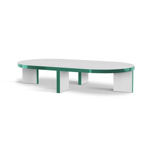 Table basse Slice me nice matériau vert / 140 x 75 x H 28 cm - Zanotta - 140 x 75 x H 28 cm / Vert & argent - MDF revêtus de stratifié Fenix®
