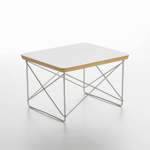Table d\'appoint Occasional Table LTR / Eames (1950) - Vitra - HPL blanc / Pied acier - Fil d\'acier inoxydable, Stratifié HPL