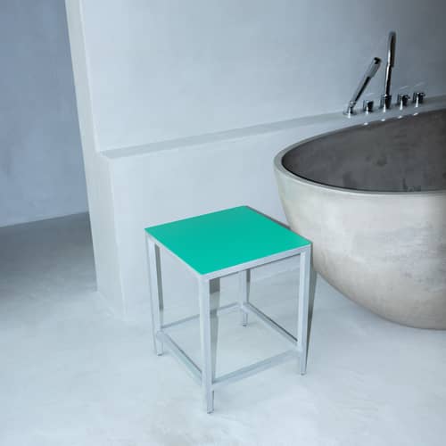 Tabouret Alu Stool métal vert / Small - H 45 cm - valerie objects - Vert - Aluminium