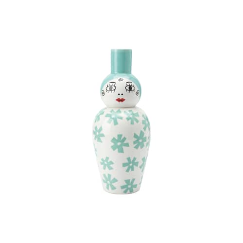 Vase Canopie - Zita keramik blau / Mit Deckel - Ø 17 x H 41,6 cm - Seletti - Zita / Blau - Porzellan
