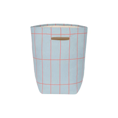 Korb Vibes textil blau / H 56 cm - NOBODINOZ - Himmelblau & Rot / Grillen - Biobaumwolle, Polyesterfaser