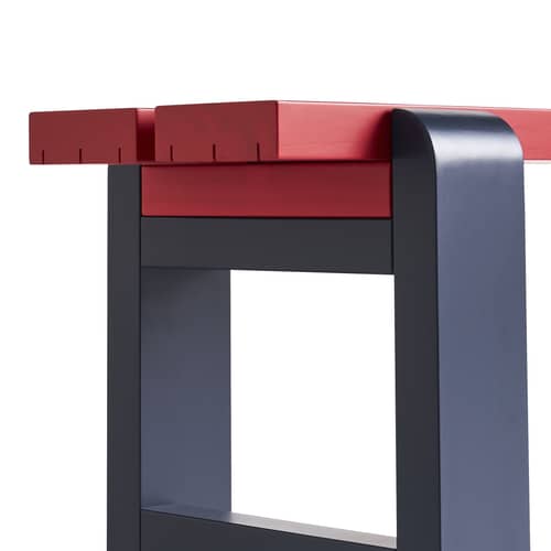 Banc Weekday Duo bois bleu rouge multicolore / L 111 cm - Hay - Rouge / Bleu acier - Pin massif certifié FSC