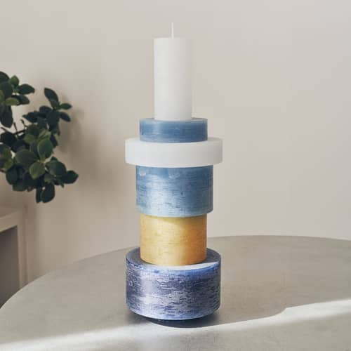 Candela Candl Stack 06 cera blu / 6 moduli sovrapponibili - Combustione 140 ore - STAN EDITIONS - Blu - Paraffina