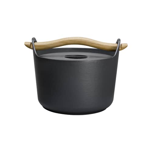 Cocotte Sarpaneva métal noir / Fonte, 3L - Tous feux / Timo Sarpaneva, 1960 - Iittala - Noir / Bois - Bois, Fonte émaillée