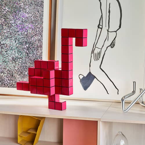 Decorazione Panton Cubes Flamingo materiale plastico rosso / Kit Flamant - Verner Panton, 1974 - Vitra - Flamingo / Rosso bicolore - ABS riciclato