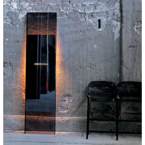 Specchio illuminato con presa Diva vetro grigio L 50 x H 200 cm - Glas Italia - Fumé / Specchio - Vetro