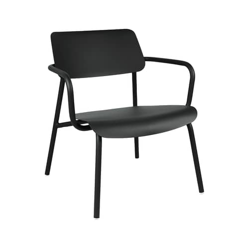 Fauteuil bas empilable Studie métal noir - Fermob - Carbone - Aluminium