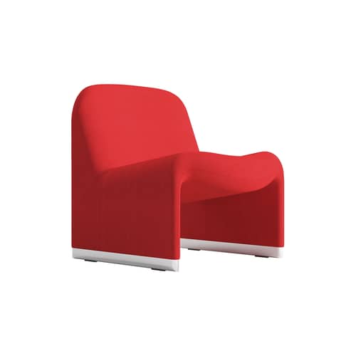 Fauteuil rembourré Alky tissu rouge / Giancarlo Piretti, 1970 - ANONIMA CASTELLI - Rouge (tissu Trevira) - Alliage d\'aluminium, Mousse polyuréthane, Sangles élastiques, Tissu Trevira