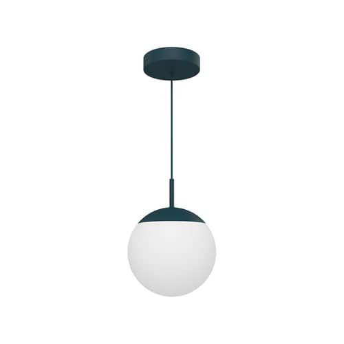 Mooon! LED Pendant metal glass blue / Glass sphere - Bluetooth - Ø 25 cm - Fermob - Acapulco blue - Aluminium, Glass