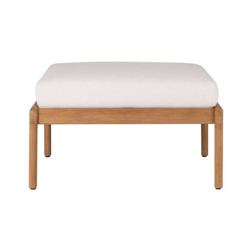 Outdoor-Hocker Jack Outdoor textil holz weiß / Teakholz & Stoff - 71 x 54 cm - Ethnicraft - Naturweiß - Massives Teakholz, Polypropylen-Stoff, Schaumstoff