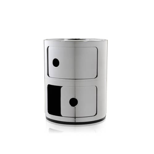 Rangement Componibili gris argent métal / 2 tiroirs - Métallisé - Anna Castelli Ferrieri, 1968 - Kartell - Chromé - ABS