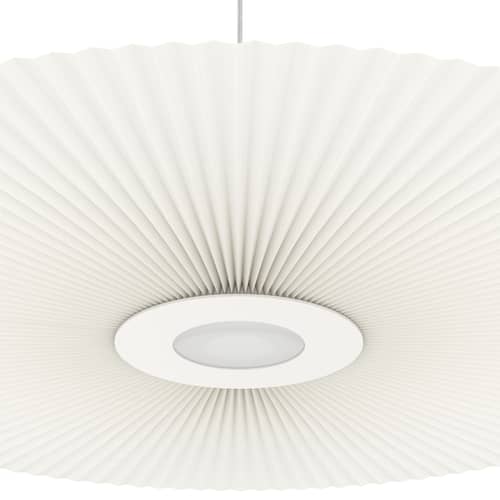 Sospensione Carmen Large tessuto bianco / LED - Ø 120 cm - Hartô - Bianco - metallo verniciato, Tessuto accoppiato su PET