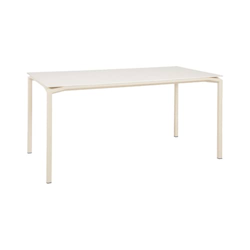 Table rectangulaire Calvi Minérale / 160 x 80 cm (6 personnes) - Plateau Dekton (aspect pierre) - Fermob - Beige (Dekton) / Pieds Beige latte - Aluminium laqué, Céramique Dekton