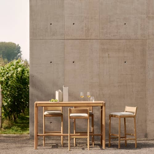 Tabouret de bar Jack Outdoor tissu bois naturel / H 76 cm - Teck - Ethnicraft - Teck - Teck massif