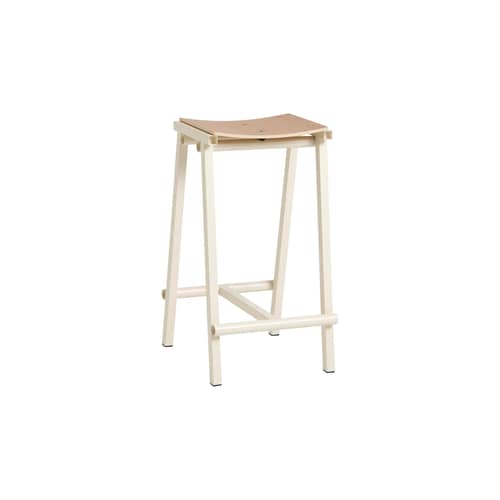 Tabouret haut Taburete 8 / H 65 cm - Hay - Coquille d\'œuf / Assise chêne - Acier, Contreplaqué